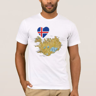 Iceland Flag Heart and Map T-Shirt
