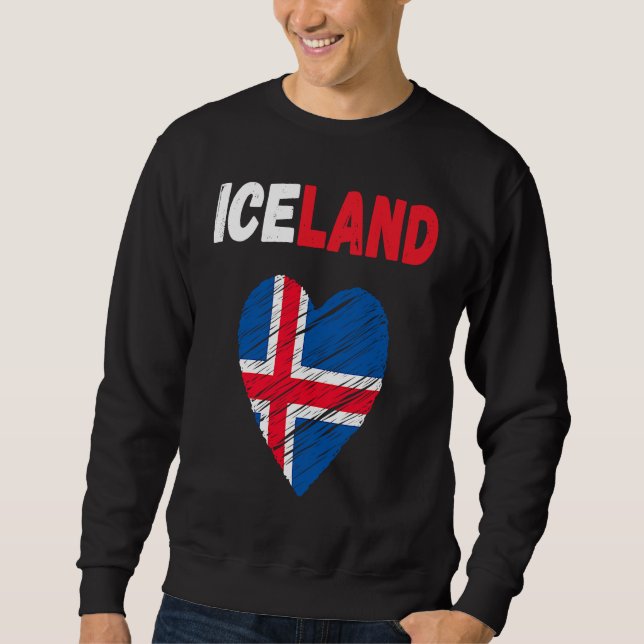 Iceland Flag Holiday Iceland Heart Icelander Flag Sweatshirt (Front)
