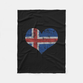 Iceland Flag Icelander Love Heart Home Vacation Fa Fleece Blanket