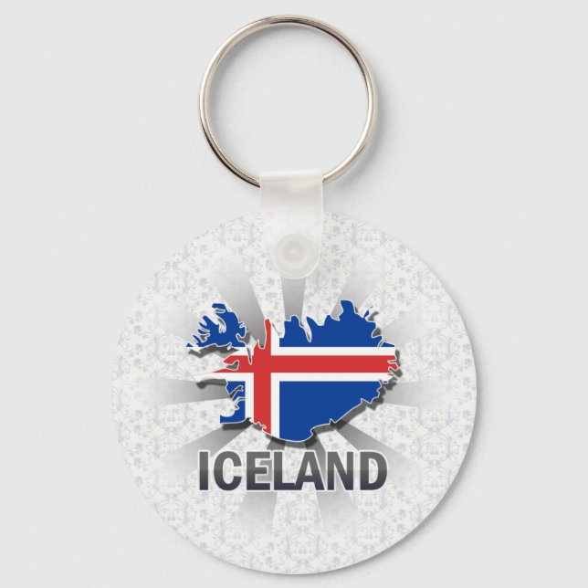 Iceland Flag Map 2.0 Key Ring (Front)