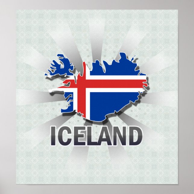 Iceland Flag Map 2.0 Poster (Front)