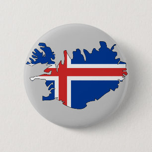 Iceland flag map 6 cm round badge