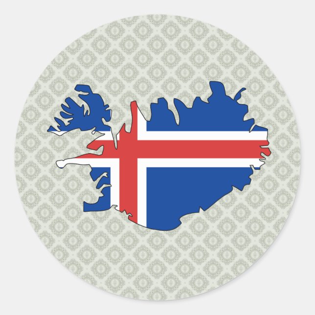 Iceland Flag Map full size Classic Round Sticker (Front)