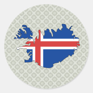Iceland Flag Map full size Classic Round Sticker