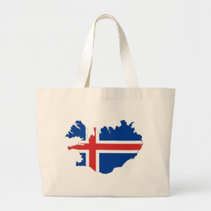 Iceland Flag Map Large Tote Bag