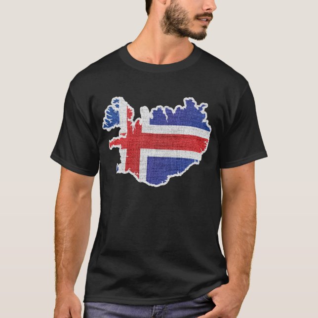 Iceland flag map T-Shirt (Front)
