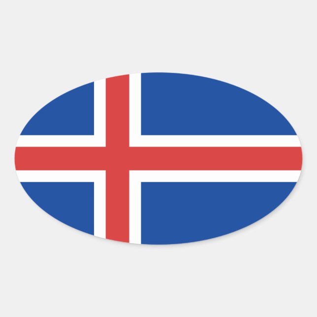 Iceland flag oval sticker (Front)