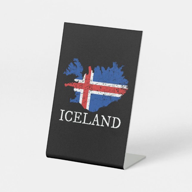 Iceland Flag  Pedestal Sign (Front)