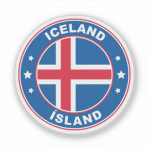 Iceland Flag Round Circle Emblem