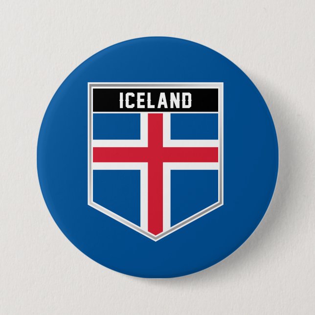 Iceland Flag Shield 7.5 Cm Round Badge (Front)
