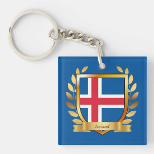 Iceland Flag Shield Key Ring