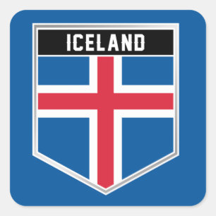 Iceland Flag Shield Square Sticker