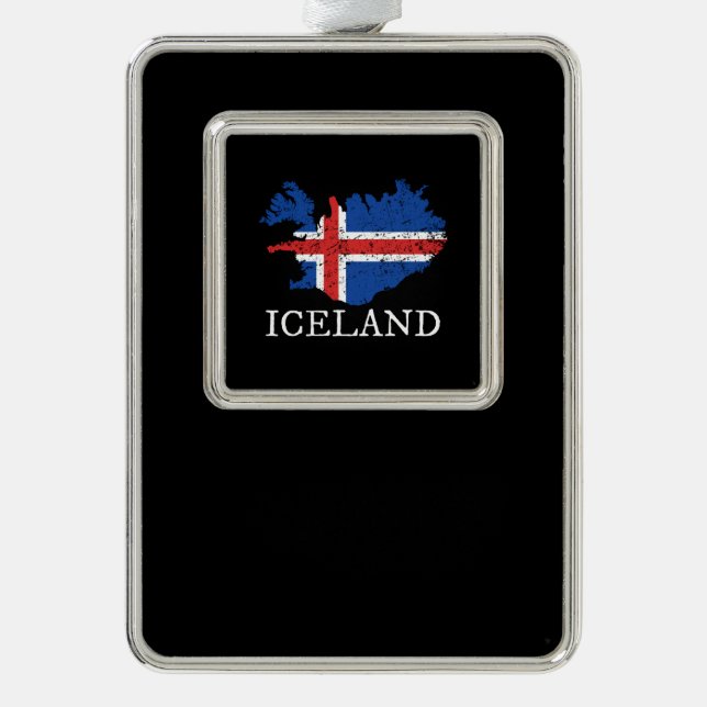 Iceland Flag Silver Plated Framed Ornament (Front)