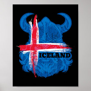 Iceland Flag Soccer Shirt Icelandic Football Fan T Poster