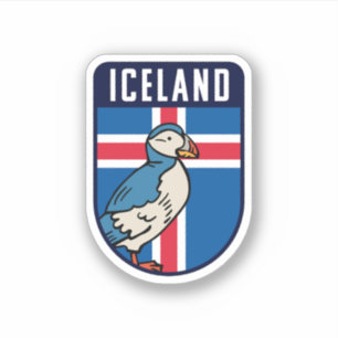 Iceland Flag with Puffin - Iceland Travel