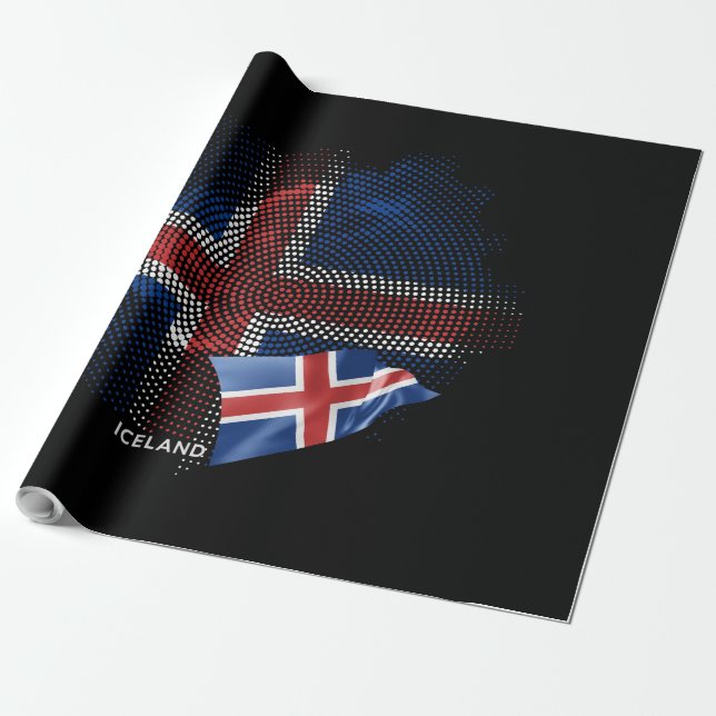 Iceland flag wrapping paper (Unrolled)