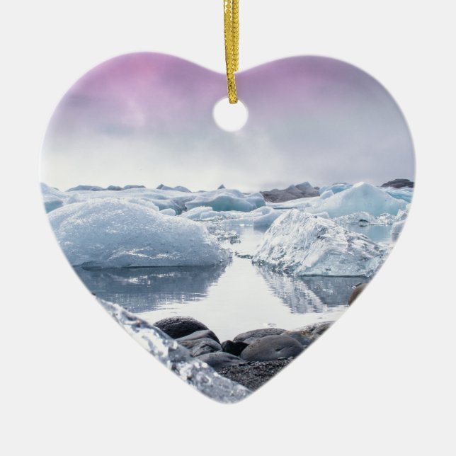 Iceland Glacier Lagoon Ceramic Ornament (Front)