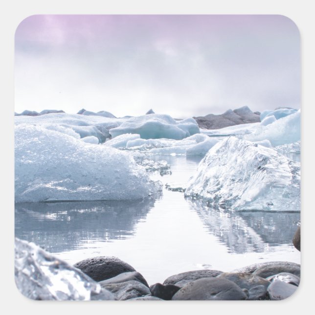 Iceland Glacier Lagoon Square Sticker (Front)