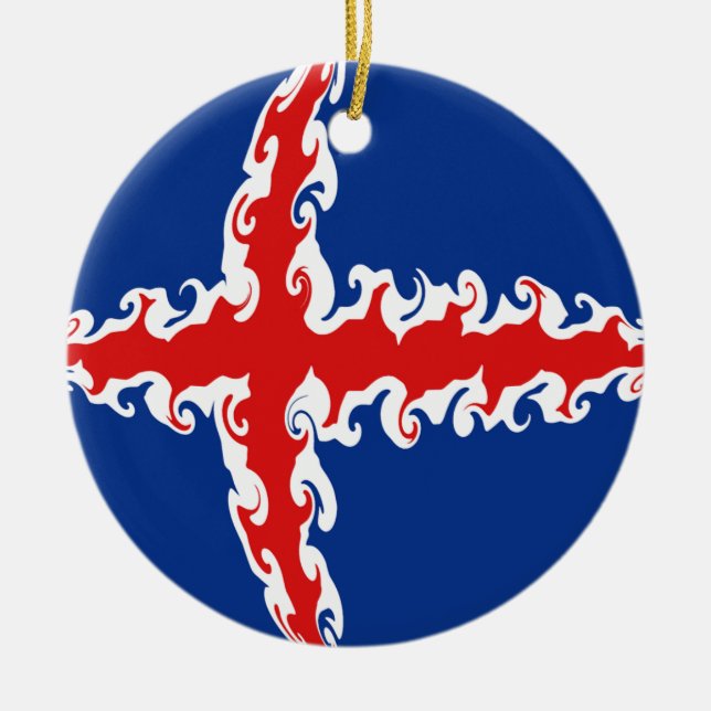 Iceland Gnarly Flag Ceramic Ornament (Front)