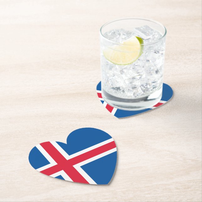 Iceland Heart Flag Paper Coaster (Insitu)