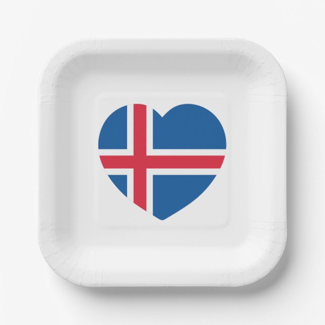 Iceland Heart Flag Paper Plate (Front)
