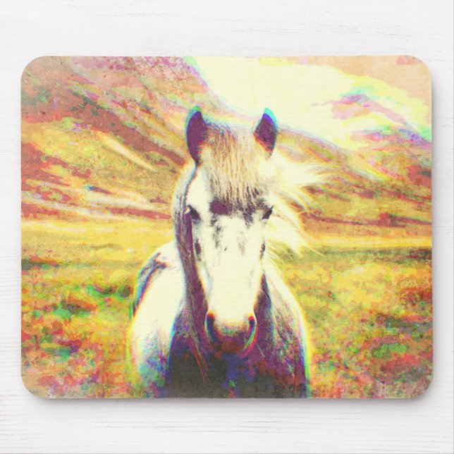 Iceland Horse Digital Art Mouse Pad (Front)