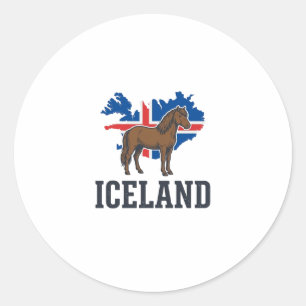 Iceland Horse Vintage Flag Vector Shirt Design_1 Classic Round Sticker
