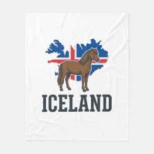 Iceland Horse Vintage Flag Vector Shirt Design_1 Fleece Blanket