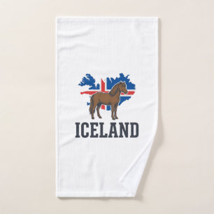 Iceland Horse Vintage Flag Vector Shirt Design_1 Hand Towel