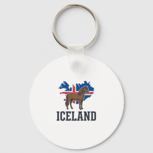 Iceland Horse Vintage Flag Vector Shirt Design_1 Key Ring