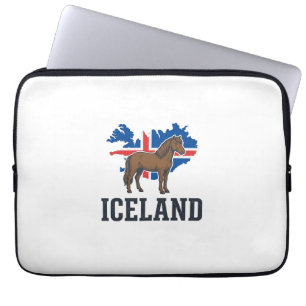 Iceland Horse Vintage Flag Vector Shirt Design_1 Laptop Sleeve