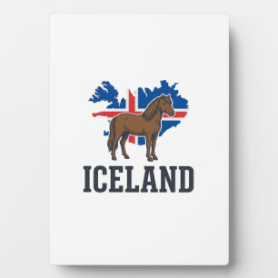 Iceland Horse Vintage Flag Vector Shirt Design_1 Plaque