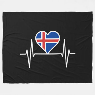 Iceland - Iceland Flag Heartbeat Fleece Blanket