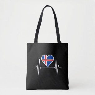 Iceland - Iceland Flag Heartbeat Tote Bag