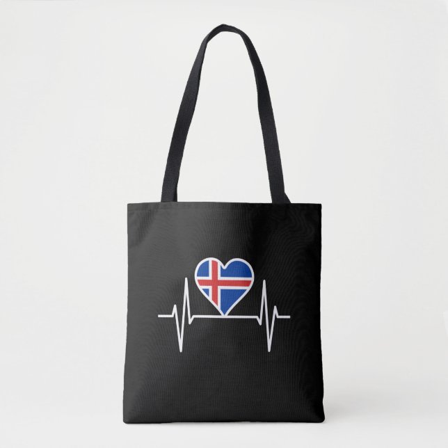 Iceland - Iceland Flag Heartbeat Tote Bag (Front)