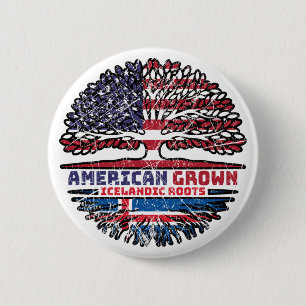Iceland Icelandic American USA Tree Roots Flag 6 Cm Round Badge