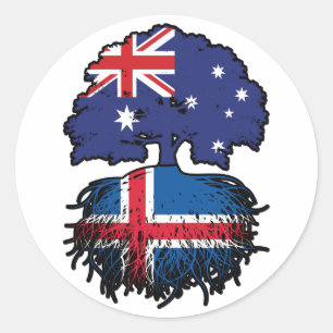 Iceland Icelandic Australian Australia Tree Roots Classic Round Sticker