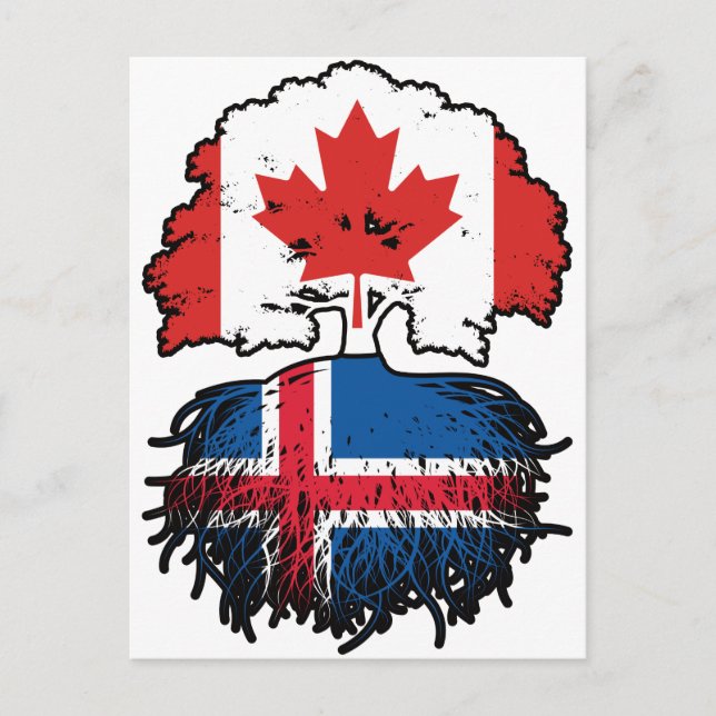 Iceland Icelandic Canadian Canada Tree Roots Flag Postcard (Front)