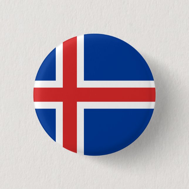 Iceland (Icelandic) Flag 3 Cm Round Badge (Front)