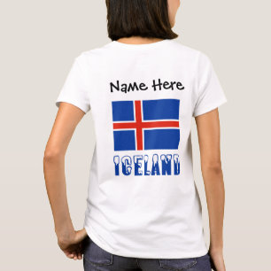Iceland Icelandic Flag Black Personalisation T-Shirt
