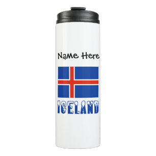 Iceland Icelandic Flag Black Personalised Thermal Tumbler