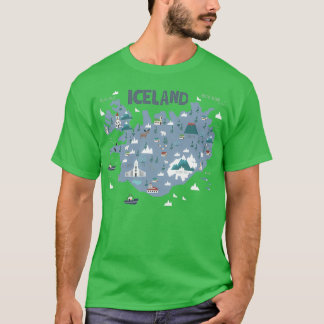 ICELAND illustrated map T-Shirt