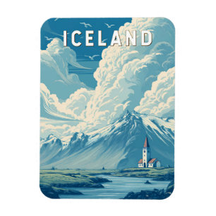 Iceland Illustration Travel Art Vintage Magnet
