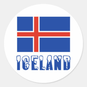 Iceland in Snow Capped Letters and Icelandic Flag Classic Round Sticker