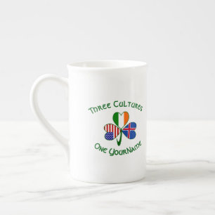 Iceland Ireland USA Shamrock Flag Personalised Bone China Mug