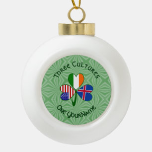 Iceland Ireland USA Shamrock Flag Personalised Ceramic Ball Christmas Ornament