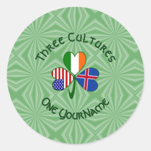 Iceland Ireland USA Shamrock Flag Personalised Classic Round Sticker