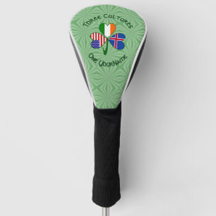 Iceland Ireland USA Shamrock Flag Personalised Golf Head Cover