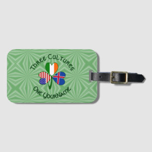Iceland Ireland USA Shamrock Flag Personalised Luggage Tag