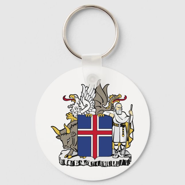 Iceland IS Ísland Coat of arms Key Ring (Front)